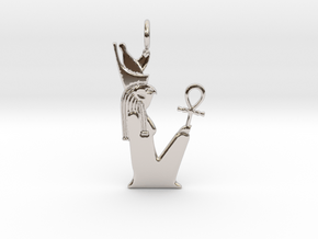 Horit w/double crown amulet in Rhodium Plated Brass