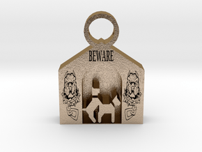 Beware of Dog pendant in Polished Gold Steel