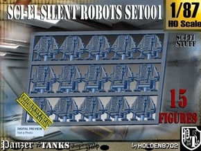 1/87 Sci-Fi Silent Robots Set001 in Smooth Fine Detail Plastic