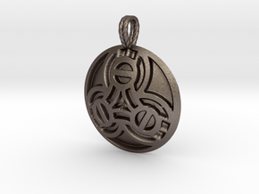 Borre Style Medallion with rope bail in Polished Bronzed-Silver Steel