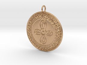 Celtic Shield Medallion - round cross in Natural Bronze