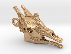 Giraffe Skull 30mm Pendant in Natural Bronze
