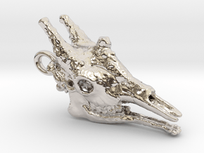 Giraffe Skull 30mm Pendant in Rhodium Plated Brass