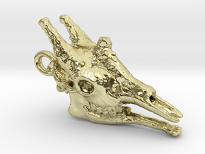 Giraffe Skull 30mm Pendant in 18k Gold Plated Brass