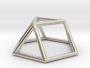 0725 J03 Triangular Cupola E (a=1cm) #1 in Rhodium Plated Brass