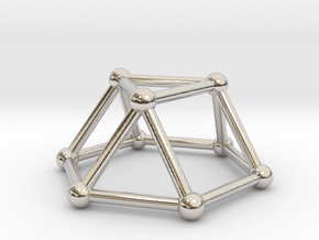 0726 J03 Triangular Cupola V&E (a=1cm) #2 in Rhodium Plated Brass
