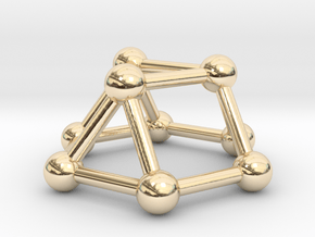 0727 J03 Triangular Cupola V&E (a=1cm) #3 in 14k Gold Plated Brass