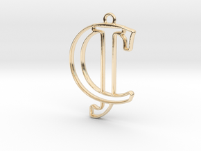 Initials C&J monogram in 14k Gold Plated Brass