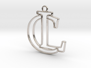Initials C&L monogram in Rhodium Plated Brass