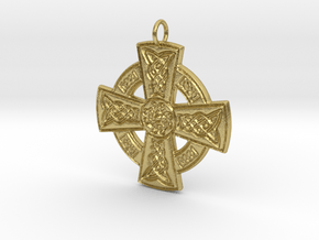 Celtic Cross with center knotwork in Natural Brass