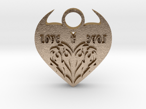 love is evol pendant 3 in Polished Gold Steel