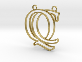 Initials C&Q monogram in Natural Brass
