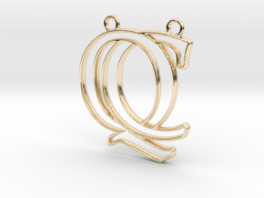 Initials C&Q monogram in 14k Gold Plated Brass