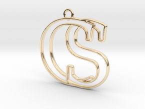 Initials C&S monogram in 14k Gold Plated Brass