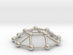 0733 J05 Pentagonal Cupola V&E (a=1cm) #3 in Rhodium Plated Brass