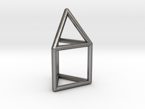 0737 J07 Elongated Triangular Pyramid E (a=1cm) #1 in Polished Nickel Steel