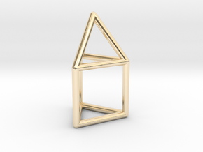 0737 J07 Elongated Triangular Pyramid E (a=1cm) #1 in 14k Gold Plated Brass