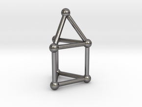 0738 J07 Elongated Triangular Pyramid (a=1cm) #2 in Polished Nickel Steel