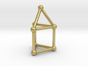 0738 J07 Elongated Triangular Pyramid (a=1cm) #2 in Natural Brass