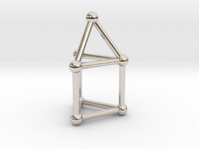 0738 J07 Elongated Triangular Pyramid (a=1cm) #2 in Rhodium Plated Brass
