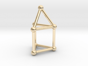 0738 J07 Elongated Triangular Pyramid (a=1cm) #2 in 14k Gold Plated Brass