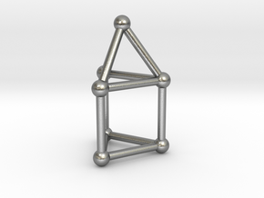 0738 J07 Elongated Triangular Pyramid (a=1cm) #2 in Natural Silver
