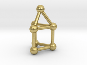 0739 J07 Elongated Triangular Pyramid (a=1cm) #3 in Natural Brass
