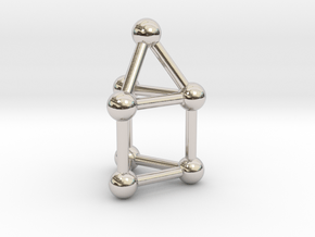 0739 J07 Elongated Triangular Pyramid (a=1cm) #3 in Rhodium Plated Brass