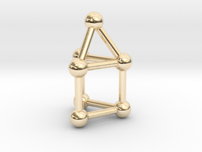 0739 J07 Elongated Triangular Pyramid (a=1cm) #3 in 14k Gold Plated Brass