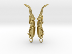 Stag Beetle Pendant - Closed Jaws  in Natural Brass