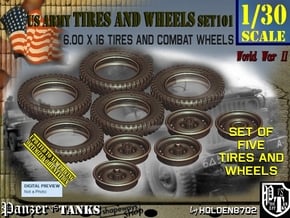 1/30 600x16 Tires+Wheels Set101 in Smooth Fine Detail Plastic