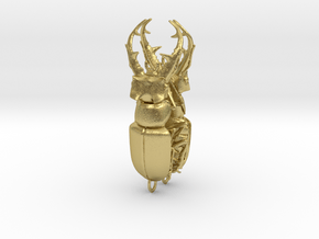 Stag beetle with open jaws  in Natural Brass