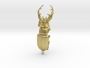 Stag beetle with open jaws in Natural Brass