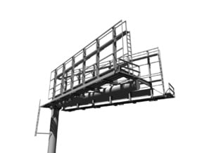 HO Scale Monopole Double-Sided 'V' Billboard in Smooth Fine Detail Plastic