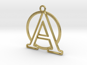 Initial A & circle  in Natural Brass