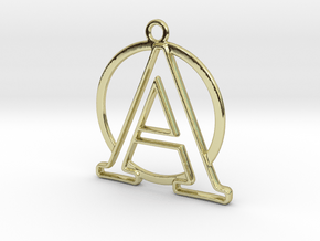 Initial A & circle  in 18k Gold Plated Brass