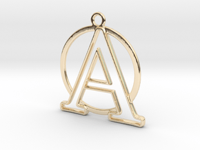 Initial A & circle  in 14K Yellow Gold