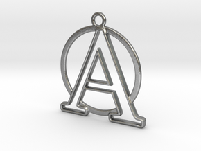 Initial A & circle  in Natural Silver