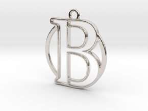 Initial B & circle  in Rhodium Plated Brass