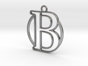Initial B & circle  in Natural Silver