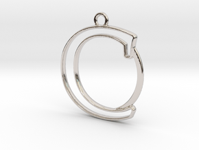 Initial C & circle  in Rhodium Plated Brass