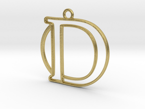 Initial D & circle  in Natural Brass