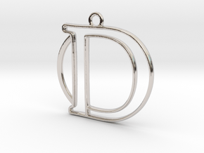 Initial D & circle  in Rhodium Plated Brass
