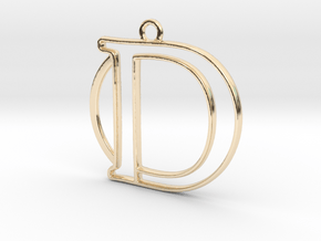 Initial D & circle  in 14K Yellow Gold