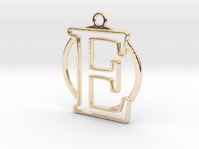 Initial E & circle  in 14K Yellow Gold