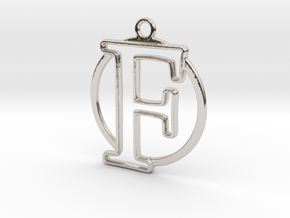 Initial F & circle  in Rhodium Plated Brass
