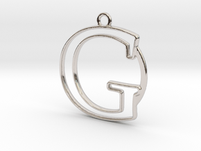 Initial G & circle  in Rhodium Plated Brass