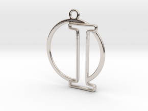 Initial I & circle  in Rhodium Plated Brass