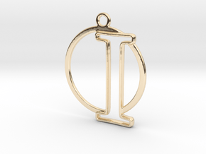 Initial I & circle  in 14k Gold Plated Brass