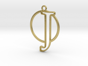 Initial J & circle  in Natural Brass